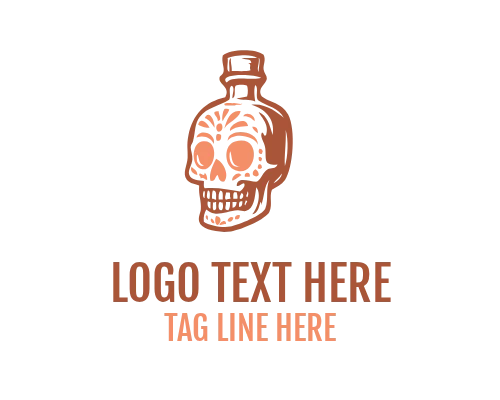 Mexican Food Mascot skull Bottle Logo