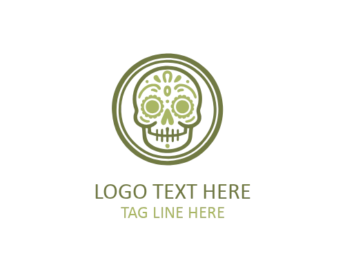 Minimal Badge Sugar Skull Logo