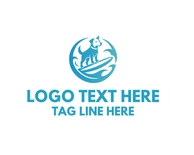Minimal Beach Surf Dog Logo