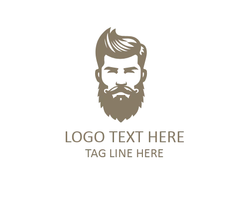 Minimal Beard Guy Barber Logo
