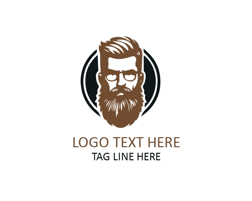 Minimal Beard Guy Face Icon Logo
