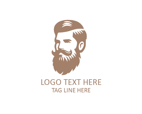 Minimal Beard Guy Line Logo