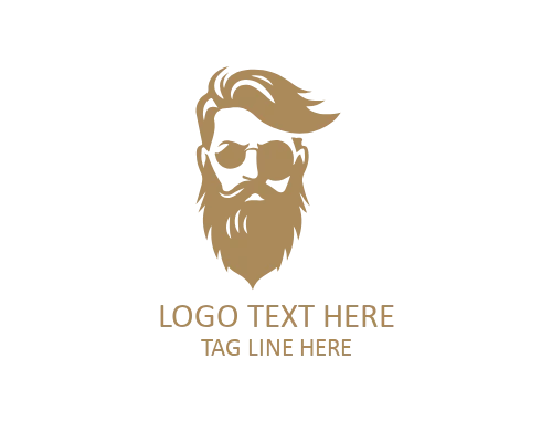 Minimal Beard Guy Line Logo