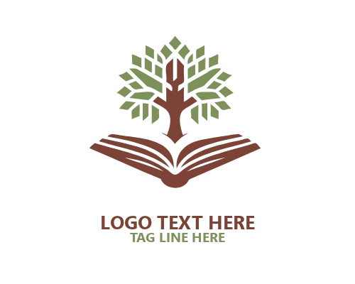 Minimal Book Tree Logo