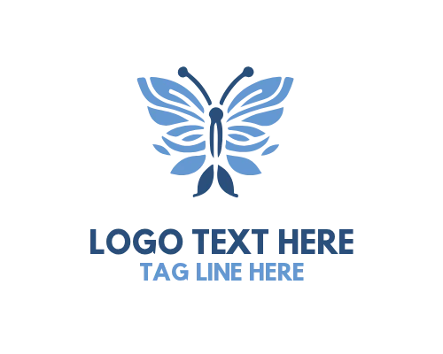 Minimal Business Linear Floral Butterfly Logo