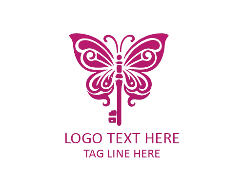 Minimal Circle Butterfly Key Logo