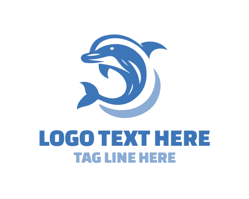 Minimal Dolphin Badge Logo