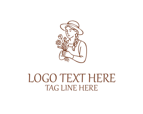 Minimal Farmer Flower Outline Logo