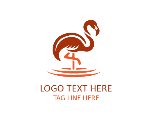 Minimal Flamingo Outline Logo