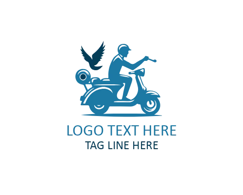 Minimal Front Silhouette Scooter Logo for Transport Brands