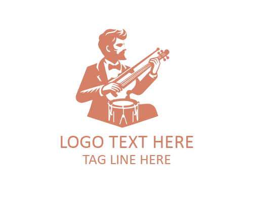  Minimal Guitar Man Logo for Clean Music Branding