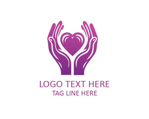 Minimal Heart Hands Embrace Logo for Charity and Care Brands