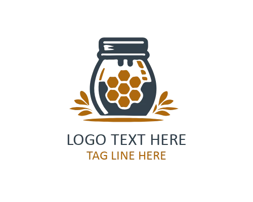 Minimal Honey Jar with Flower Logo for Organic Brands