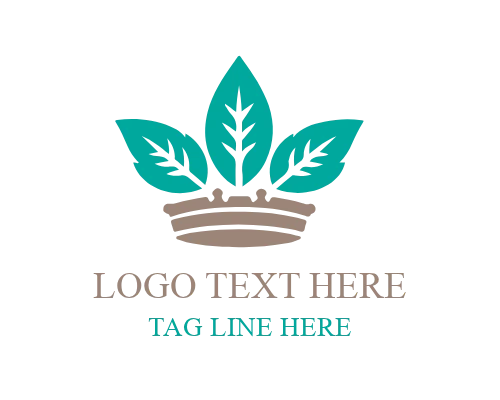 Minimal Leaf Crown Logo for Clean Organic and Eco Branding