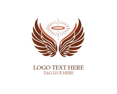  Minimal Line Angel Wings Logo