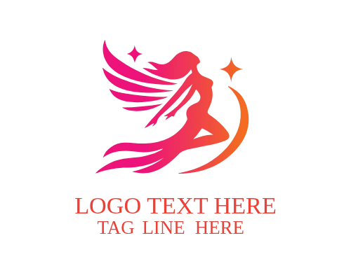 Minimal Line Art Flying Woman Logo Design