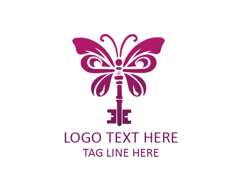 Minimal Line Butterfly Key Logo