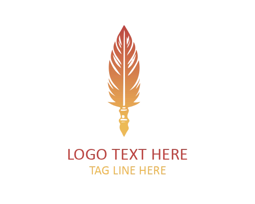 Minimal Line Feather Pen Logo