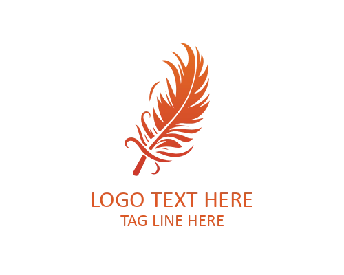 Minimal Line Feather Pen Logo