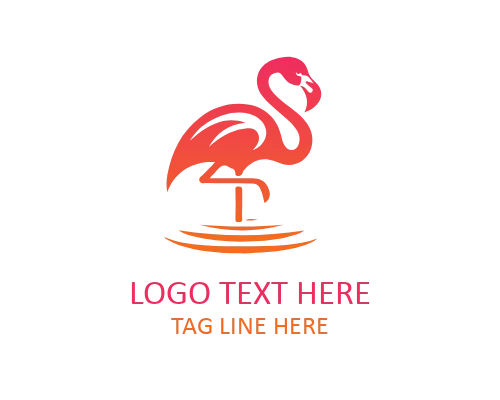 Minimal Line Flamingo Logo
