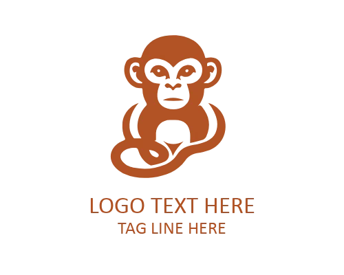 Minimal Line Monkey Logo Icon