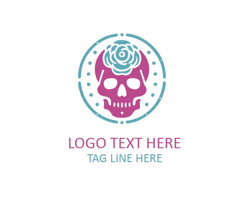 Minimal Line Sugar Skull Logo