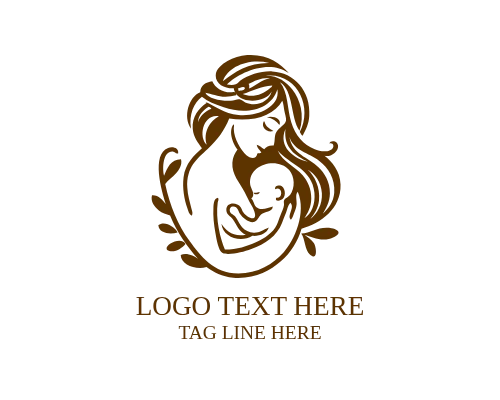 Minimal Mom Baby Line Art Logo