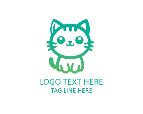 Minimal Outline Cute Kitty Logo
