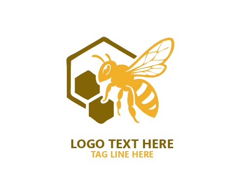 Minimal Outline Honey Bee Logo