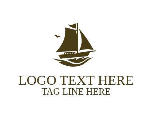 Minimal Outline Sail Ship Logo Design