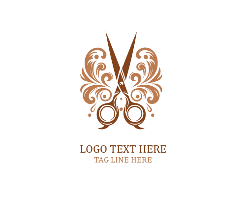 Minimal Outline Scissor Floral Logo