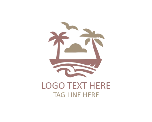 Minimal Palm Beach Pool Logo for Travel and Leisure Brands