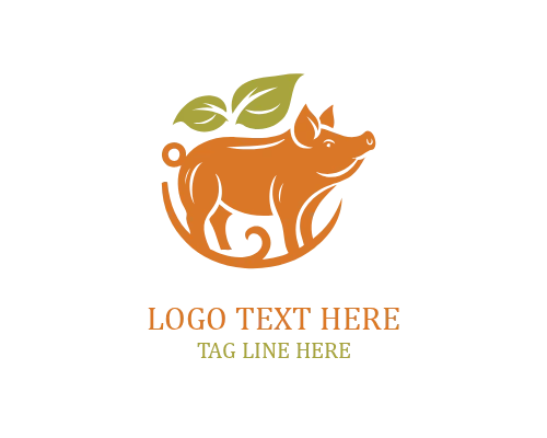  Minimal Pig Leaf Logo