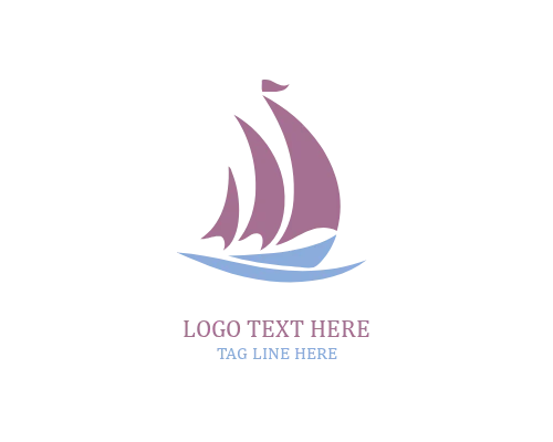 Minimal Sail Ship Outline Logo