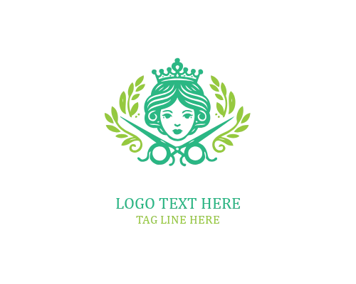 Minimal Scissor Floral Badge Logo