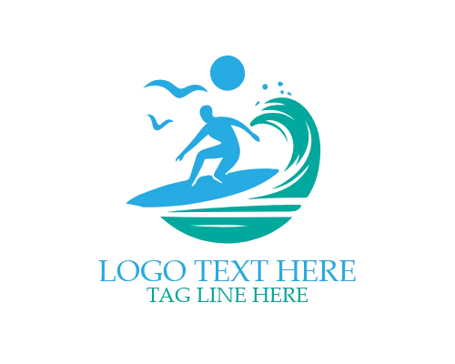 Minimal Surfing Logo for Modern Adventure and Sports Brands