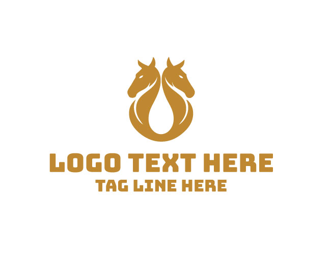 Minimal Twin Horse Drop Logo