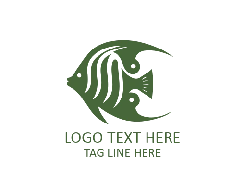 Minimal Wave Tropical Fish Flat Logo