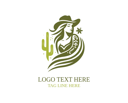 Minimal Western Cowgirl Outline Logo