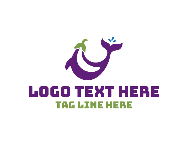  Minimal Whale Eggplant Logo