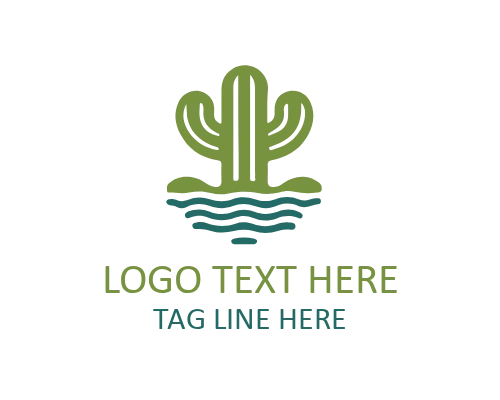 Minimalist Cactus Outline Modern Logo