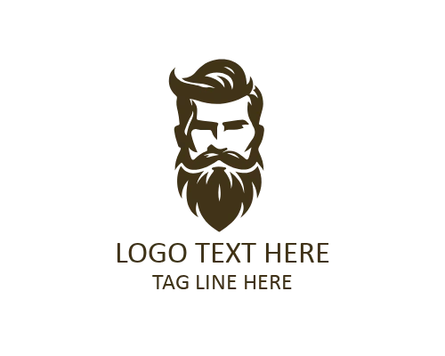Modern Beard Guy Face Logo Design
