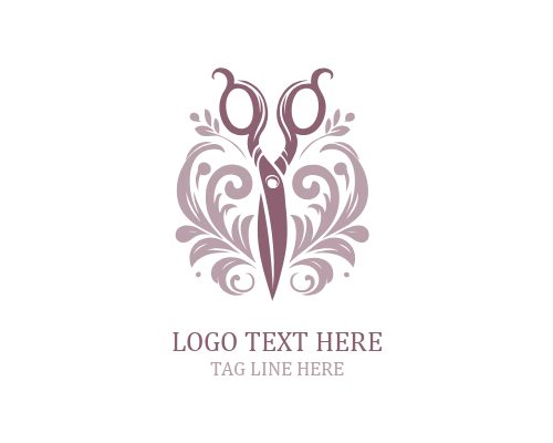 Modern Boutique Scissor Floral Logo
