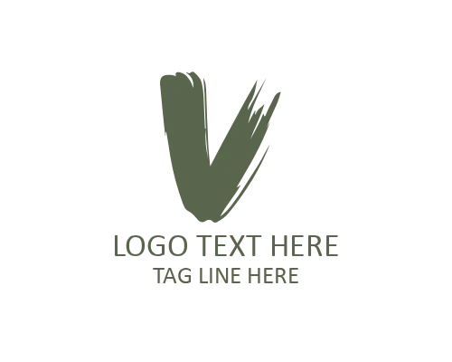 Modern Calligraphy Brush Letter V Logo for Creative Branding