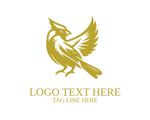 Modern Cardinal Bird Wings Logo