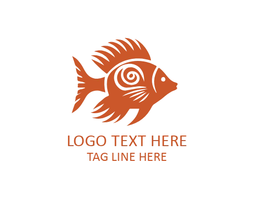 Modern Coral Tropical Fish Flat Logo