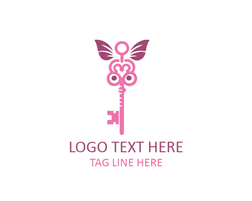Modern Emblem Butterfly Key Logo