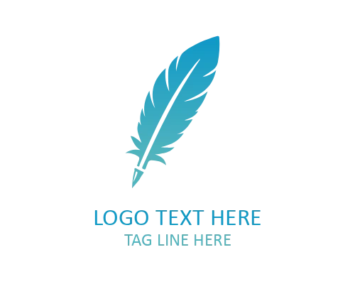 Modern Feather Pen Icon Logo