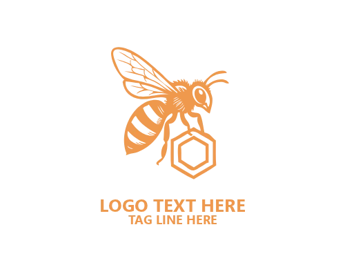 Modern Flat Honey Bee Logo
