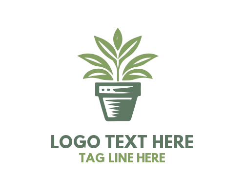 Modern Green Plant Pot Logo
